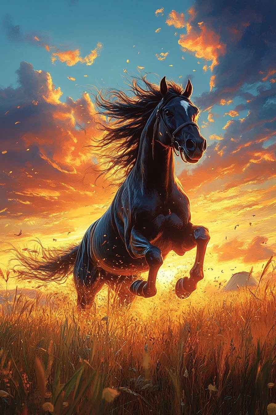 Horse 马 (午) — Yang Fire. The noon sun.