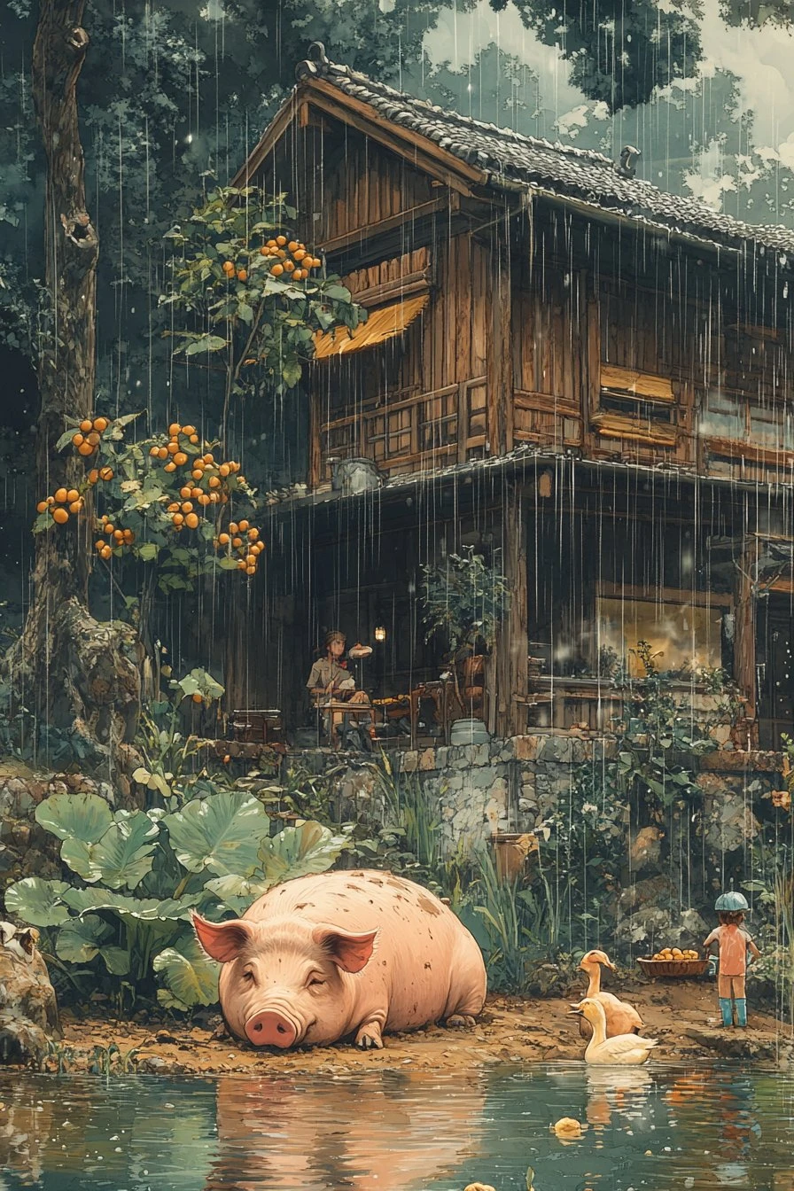 Pig 猪 (亥) — Yin Water. The night.