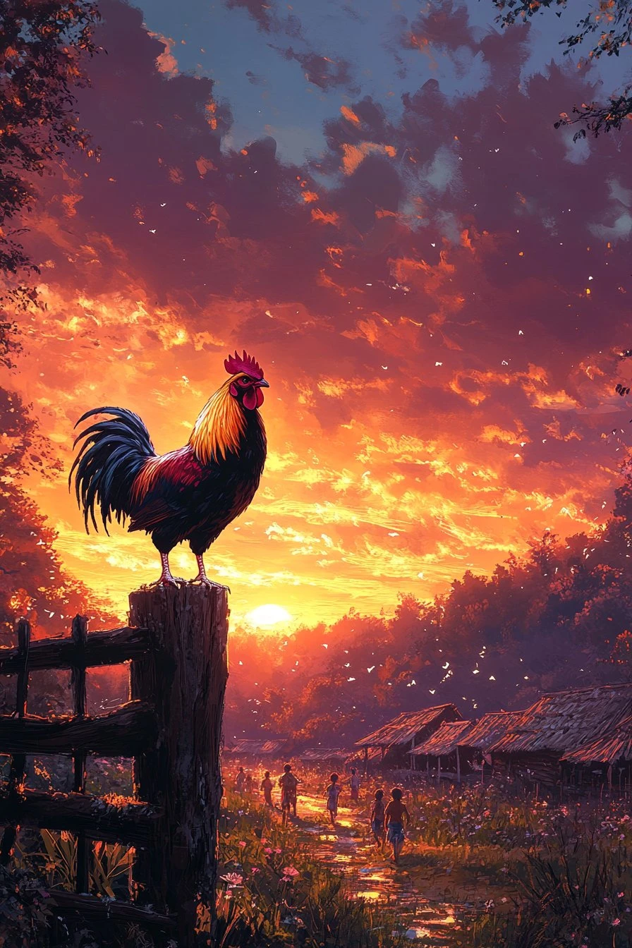 Rooster 鸡 (酉) — Yin Metal. The golden hour.