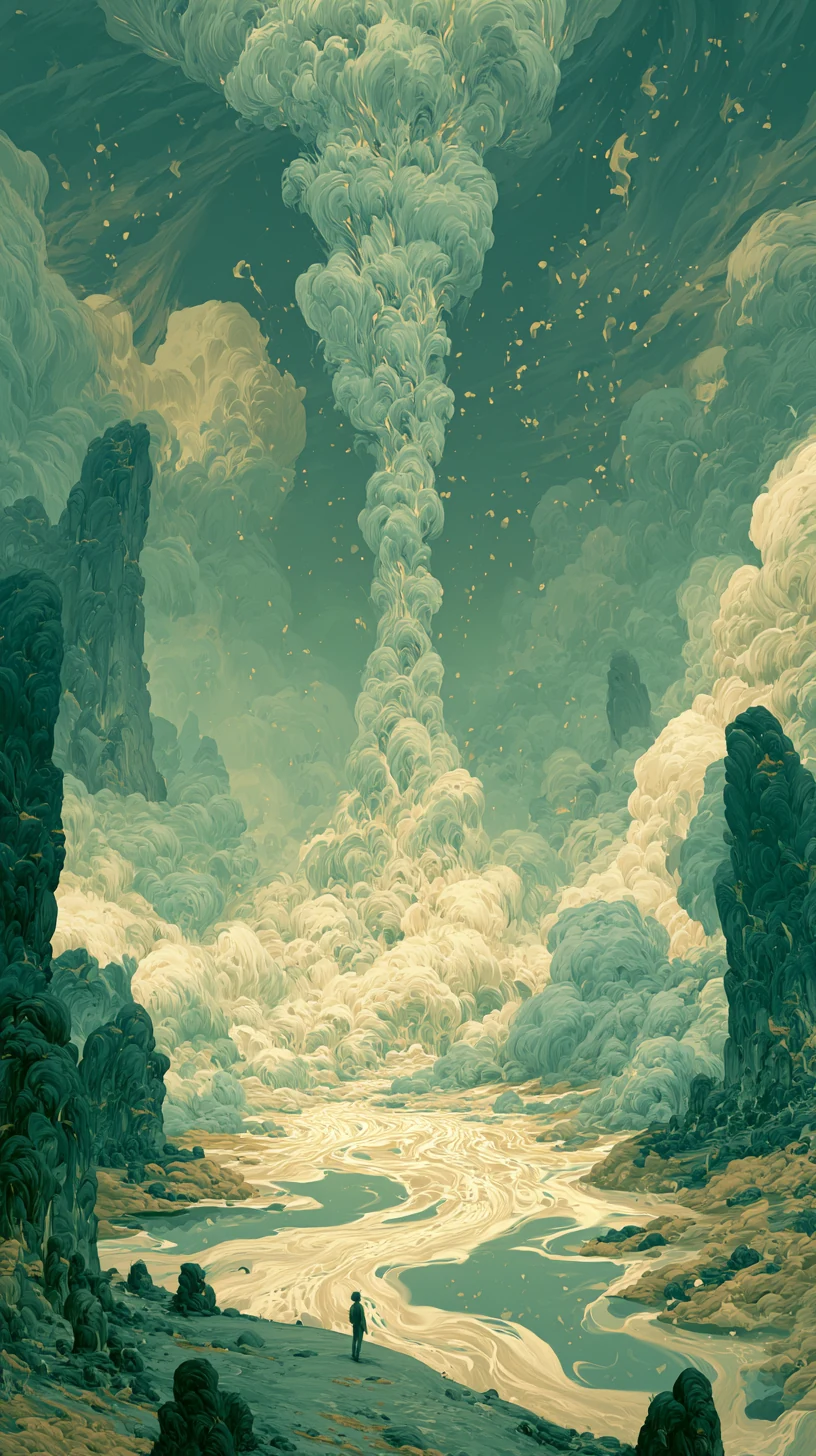 Following the Child Formation 从儿格 — atmospheric illustration in deep blue and silver, zhiji