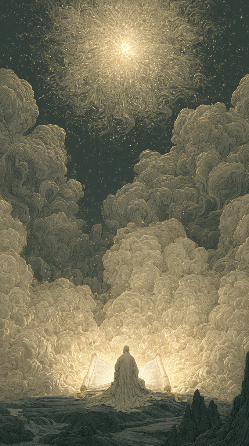 Literary Flourish Noble 文昌贵人 — atmospheric illustration in deep blue and silver, zhiji