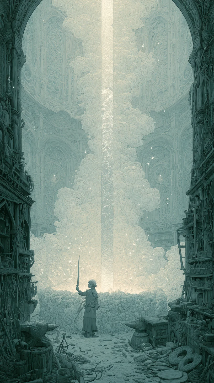 Metal Spirit 金神格 — atmospheric illustration in deep blue and silver, zhiji