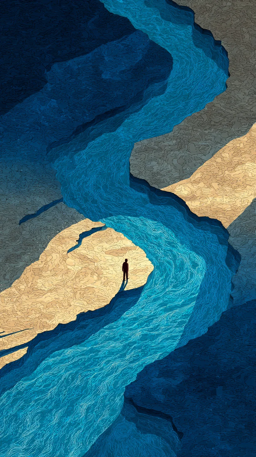 Partial Water Frame (半合水局) — Water energy present but not complete. The depth is real. The channel is still forming. BaZi talent badge from 知己 Zhiji.