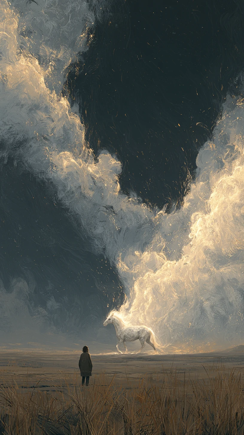Post Horse 驿马 — atmospheric illustration in deep blue and silver, zhiji