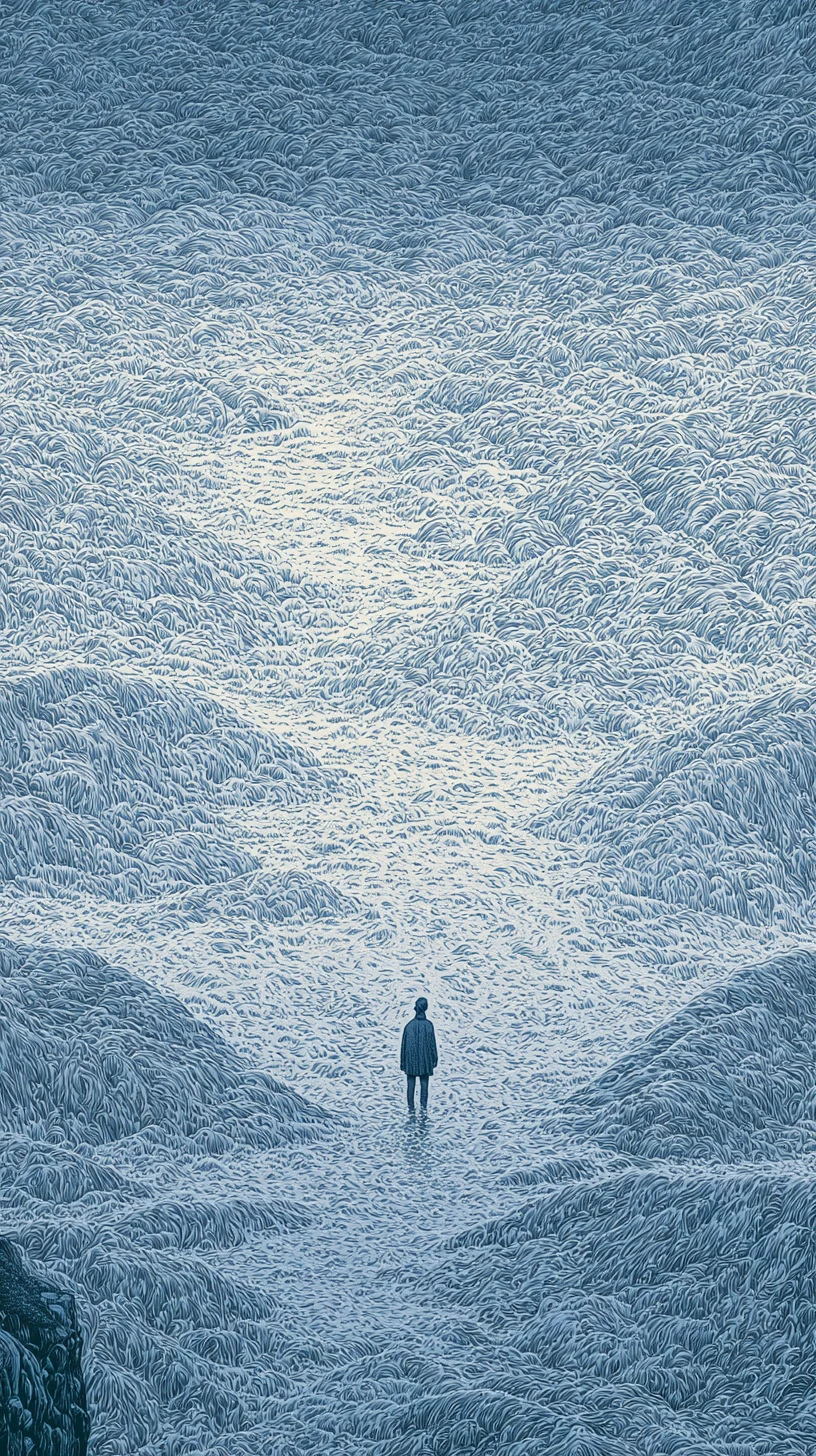 Water Single-Element Formation 润下格 — atmospheric illustration in deep blue and silver, zhiji